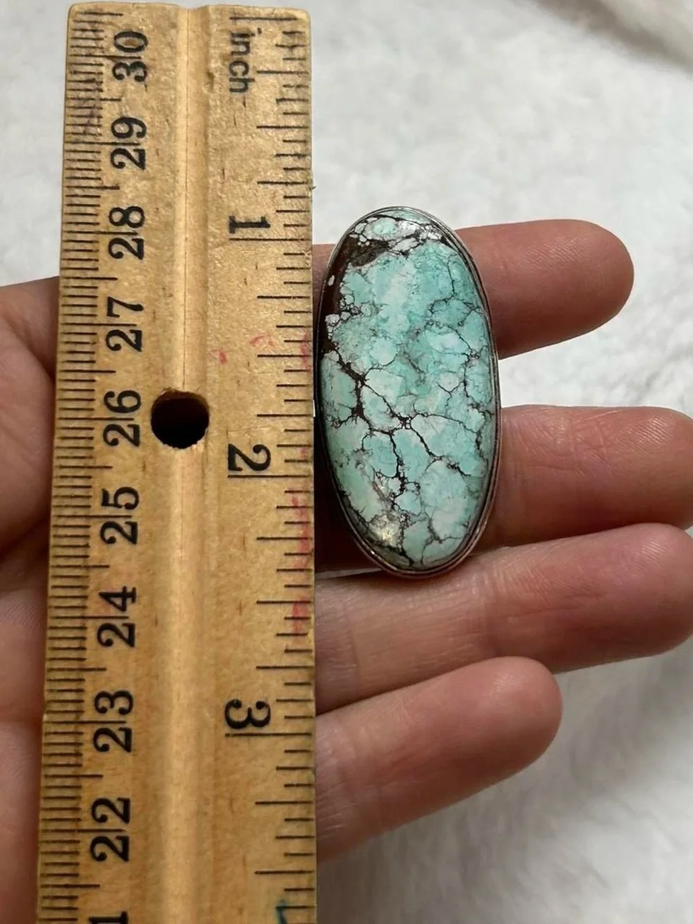 Turquoise Oval Statement Ring - 925 Silver